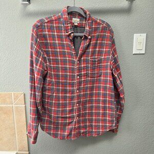 J. CREW Re-Imagined Men's L Red Plaid Classic Button Down Flannel Shirt